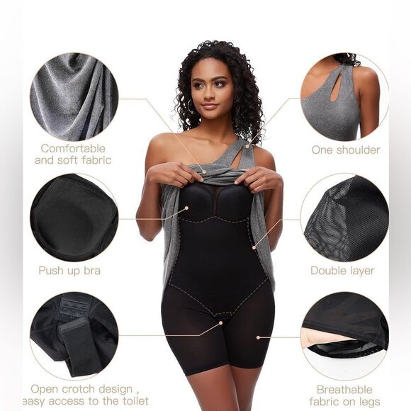 Slimers Elegant Silver One-Shoulder Dress with built in shaper NWT - Picture 3 of 7